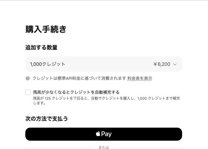 購入手続き画面